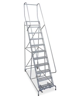 11 Step Rolling Safety Ladder - Unassembled with 10" Top Step H-844U-10