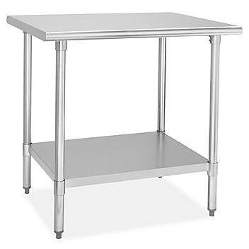 Standard Stainless Steel Worktable with Bottom Shelf - 36 x 30" H-8450
