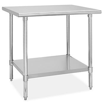 Deluxe Stainless Steel Worktable with Bottom Shelf - 36 x 30" H-8454