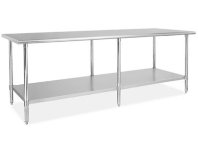 Deluxe Stainless Steel Worktable with Bottom Shelf - 96 x 36