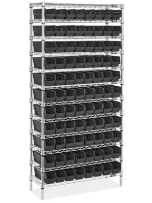 Shelf Bin Organizer - 36 x 12 x 39 with 7 x 12 x 4 Bins H-2512 - Uline