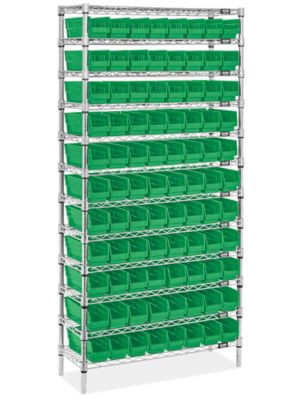 Wire Shelving Kits with 15 Preconfigured Storage Bins