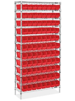 Organizador para Gavetas Gigantes Estibables - 36 x 18 x 72 con Gavetas  Rojas de 17 1/2 x 10 7/8 x 12 1/2 H-9900R - Uline