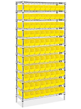 Wire Shelf Bin Organizer - 36 x 12 x 72" with 4 x 12 x 4" Yellow Bins H-8476Y