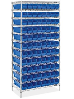  Wire Shelf Bin Organizer - 36 x 18 x 72" with 4 x 18 x 4" Bins