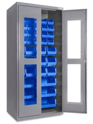 Heavy-Duty Bin Storage Cabinet - 36 x 24 x 78, 102 Yellow Bins - ULINE - H-9986Y
