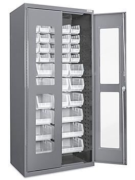 Clear-View Bin Storage Cabinet - 36 x 24 x 78", 42 Clear Bins H-8481C