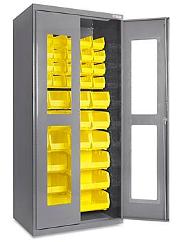 Clear-View Bin Storage Cabinet - 36 x 24 x 78", 42 Yellow Bins H-8481Y