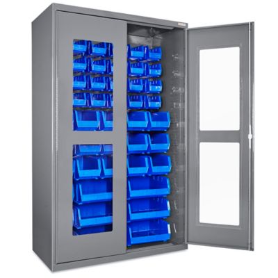 Heavy-Duty Bin Storage Cabinet - 48 x 24 x 78, 168 Red Bins H-9989R - Uline