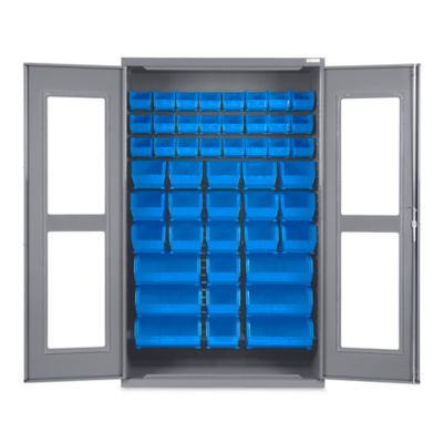 Bin Storage Cabinet - 48 x 24 x 78, 168 Blue Bins H-2488BLU - Uline