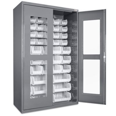 Clear-View Bin Storage Cabinet - 48 x 24 x 78", 48 Clear Bins H-8483C