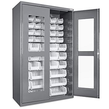 Clear-View Bin Storage Cabinet - 48 x 24 x 78", 48 Clear Bins H-8483C