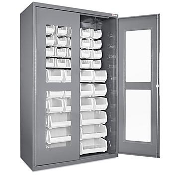 Clear-View Bin Storage Cabinet - 48 x 24 x 78", 48 White Bins H-8483W
