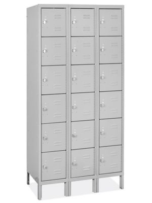 Uline Deluxe Lockers - Six Tier, 3 Wide, Assembled, 36" Wide, 18" Deep H-8489