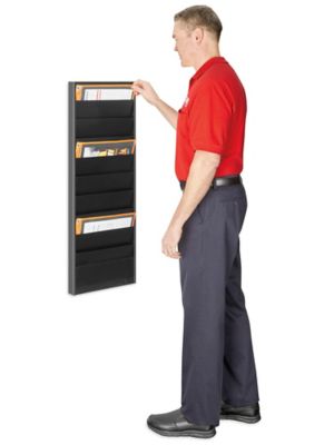 Job Ticket Rack - 9 Pockets, Black H-8497BL - ULINE