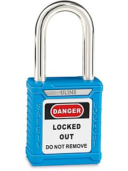 Uline Lockout Padlock - Keyed Different, 1 1/2" Shackle, Blue H-8621BLU