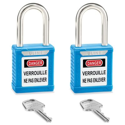 Uline Lockout Padlock - Keyed Different, 1 1/2" Shackle, Blue H-8621BLU