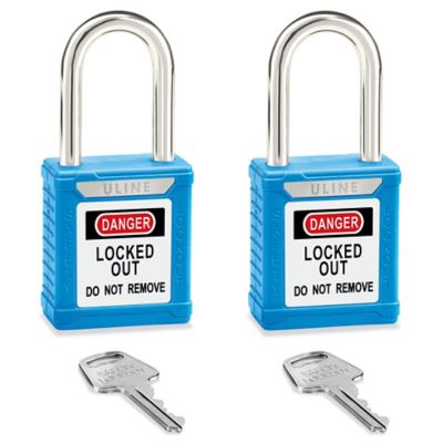 Uline Lockout Padlock - Keyed Different, 1 1/2" Shackle, Blue H-8621BLU