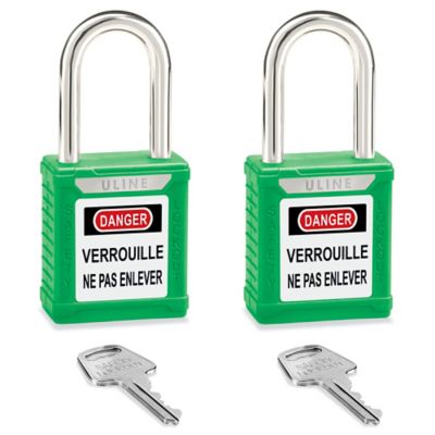 Uline Lockout Padlock - Keyed Different, 1 1/2" Shackle, Green H-8621G