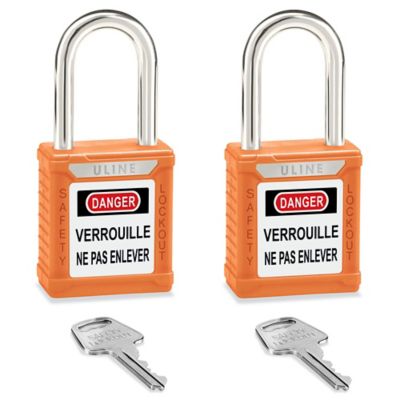 Uline Lockout Padlock - Keyed Different, 1 1/2" Shackle, Orange H-8621O