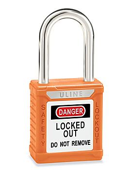 Uline Lockout Padlock - Keyed Different, 1 1/2" Shackle, Orange H-8621O