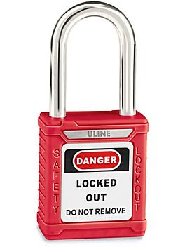 Uline Lockout Padlock - Keyed Different, 1 1/2" Shackle, Red H-8621R