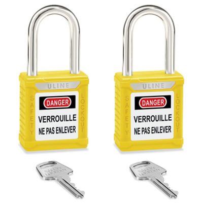 Uline Lockout Padlock - Keyed Different, 1 1/2" Shackle, Yellow H-8621Y
