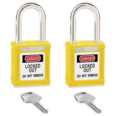 Uline Lockout Padlock - Keyed Different, 1 1/2" Shackle, Yellow H-8621Y