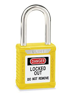 Uline Lockout Padlock - Keyed Different, 1 1/2" Shackle, Yellow H-8621Y