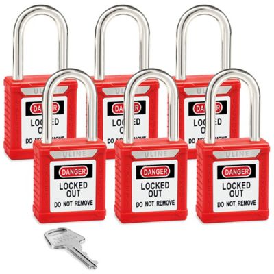  Uline Lockout Padlock - Set of 6 Keyed Alike, 1 1⁄2" Shackle
