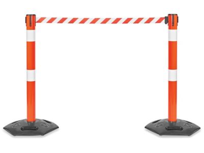 Hi-Vis Outdoor Crowd Control - Orange Post with Orange/White Belt H-8654