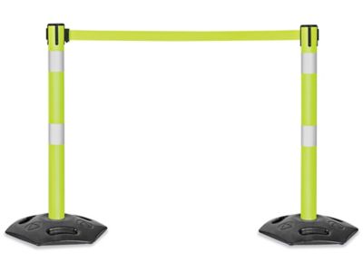 Hi-Vis Outdoor Crowd Control - Lime Post with Lime Belt H-8655 - Uline