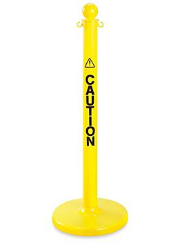 Plastic Yellow "Caution" Safety Crowd Control Post with Flat Base H-8670