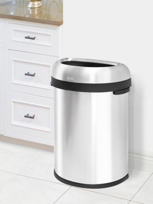 simplehuman® Open Top Stainless Steel Trash Can - Half Round, 21
