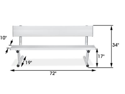 Aluminum Bench with Back - 6' H-8704 - Uline