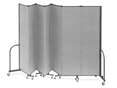 Portable Room Dividers - 7 Panels, 7'4", Gray H-8904GR