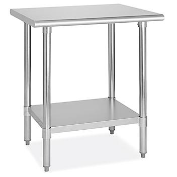 Standard Stainless Steel Worktable with Bottom Shelf - 30 x 24" H-8913
