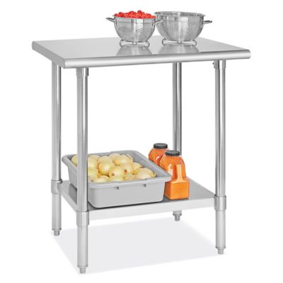 Deluxe Stainless Steel Worktable with Bottom Shelf - 30 x 24