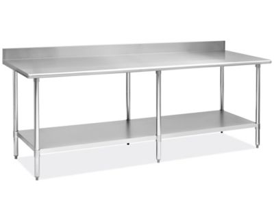 Standard Stainless Steel Worktable with Backsplash and Bottom Shelf - 96 x 30" H-8915