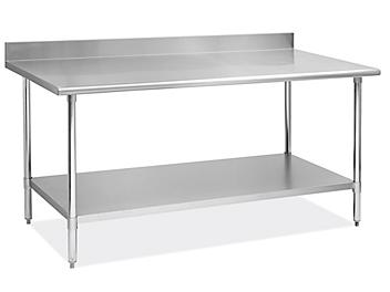 Standard Stainless Steel Worktable with Backsplash and Bottom Shelf - 72 x 36" H-8916