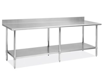 Deluxe Stainless Steel Worktable with Backsplash and Bottom Shelf - 96 ...