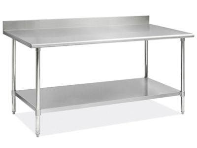 Deluxe Stainless Steel Worktable with Backsplash and Bottom Shelf