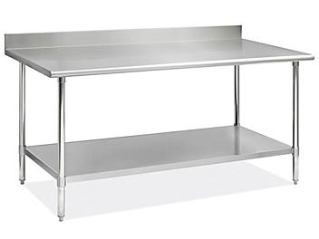 Deluxe Stainless Steel Worktable with Backsplash and Bottom Shelf - 72 x 36" H-8918