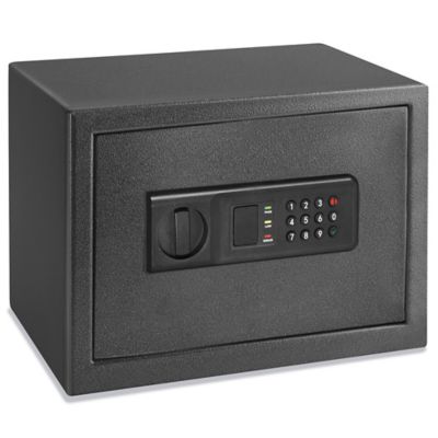 Caja fuerte electrónica con código PIN y llave, perno de acero doble,  material de montaje, caja fuerte digital segura para joyas, dinero en  efectivo, 23 x 17 x 17 cm, gris 