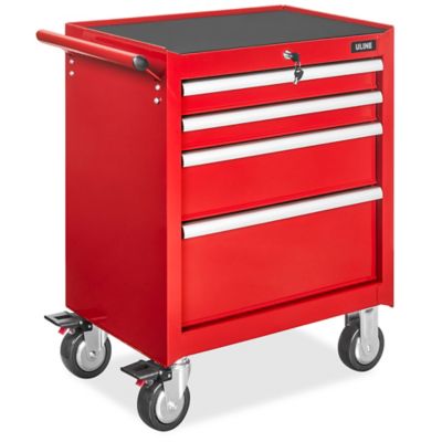 Caja de almacenamiento de armario de herramientas para carrito de rodillos,  4 cajones, capacidad de 580 libras, color rojo