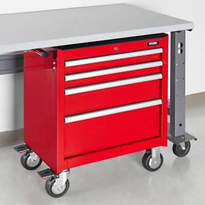 Caja de almacenamiento de armario de herramientas para carrito de rodillos,  4 cajones, capacidad de 580 libras, color rojo