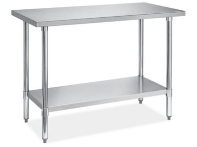 Mesa de trabajo de acero inoxidable de 24 x 48 pulgadas con ruedas de 3  pulgadas | Mesa de trabajo móvil de metal aprobada por la NSF