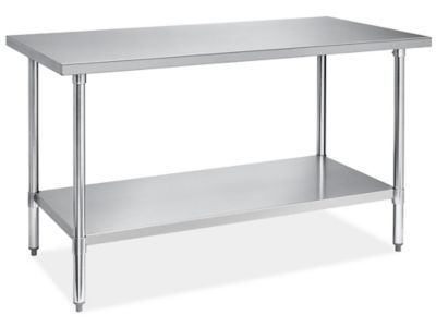  Mesa de acero inoxidable con estante, banco de trabajo de  cocina, mesas de trabajo para tienda, hogar, mesa de acero al aire libre  con estante de soporte : Industrial y Científico