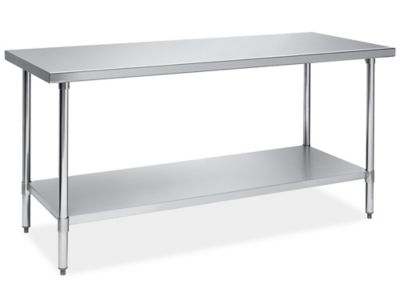 Mesa de trabajo de acero inoxidable con 2 estantes | Mesa de utilidad de  metal | Mesa de utilidad NSF comercial y residencial (mesa de acero