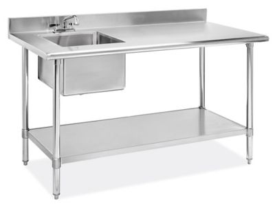  Table de travail en acier inoxydable avec évier – 60 x 30 po